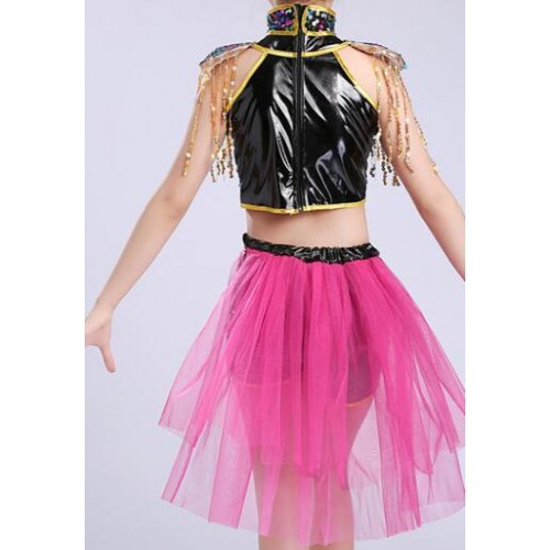 Women's jazz dance costumes modern dance singers dj ds night club hiphop rehearsal cheer leaders stage performance dance tops and shorts